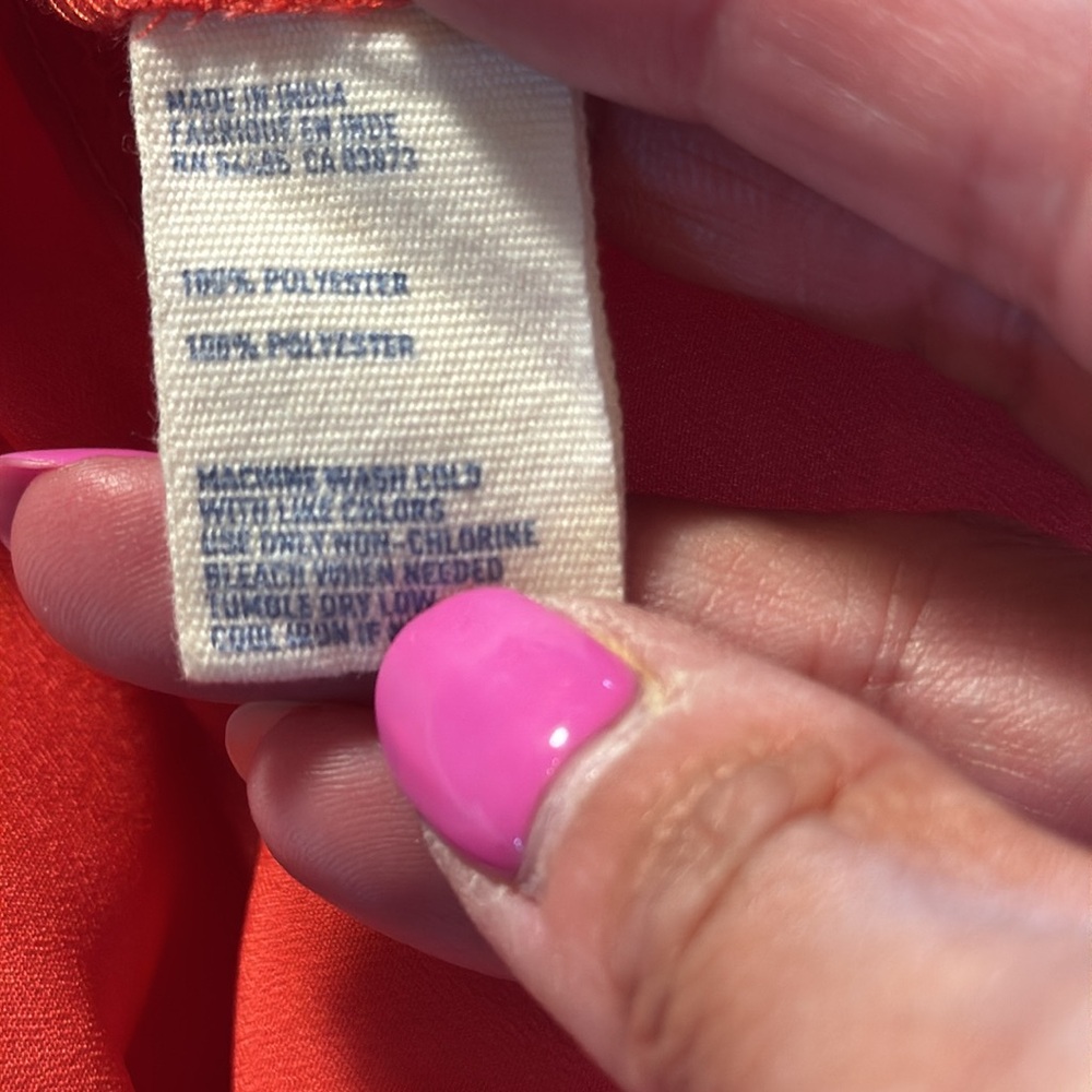 American Eagle Outfitters. Orange And Peach Long Sleeve button down blouse - Picture 5 of 5